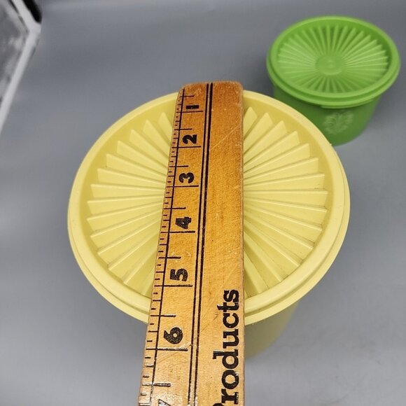 Vintage Tupperware Harvest Yellow & Green 2 Piece Canister Set With Lids - Picture 4 of 7
